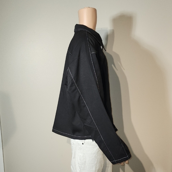 Fashion Nova Black Jacket with White Stitching - Picture 5 of 9